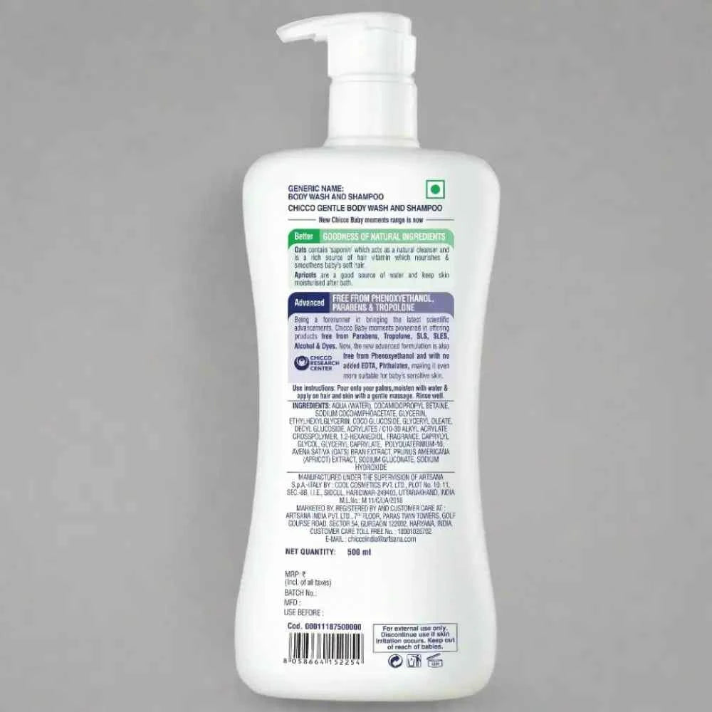 CHICCO BABY GENTLE WASH & SHAMPOO 500ML