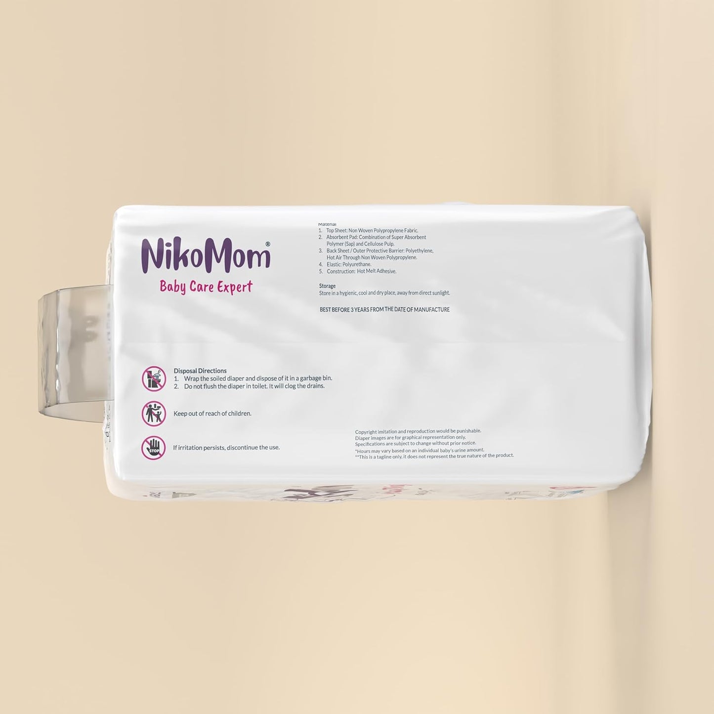 NikoMom Tape Diaper New Born (NB) Up to 270ml storage capacity for Babies Weighing upto 5 Kg Pack of 30 Diapers