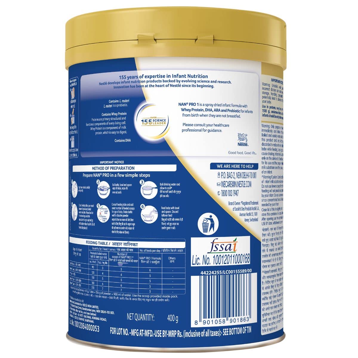 NAN PRO 1 TIN POWDER (400 Gram)