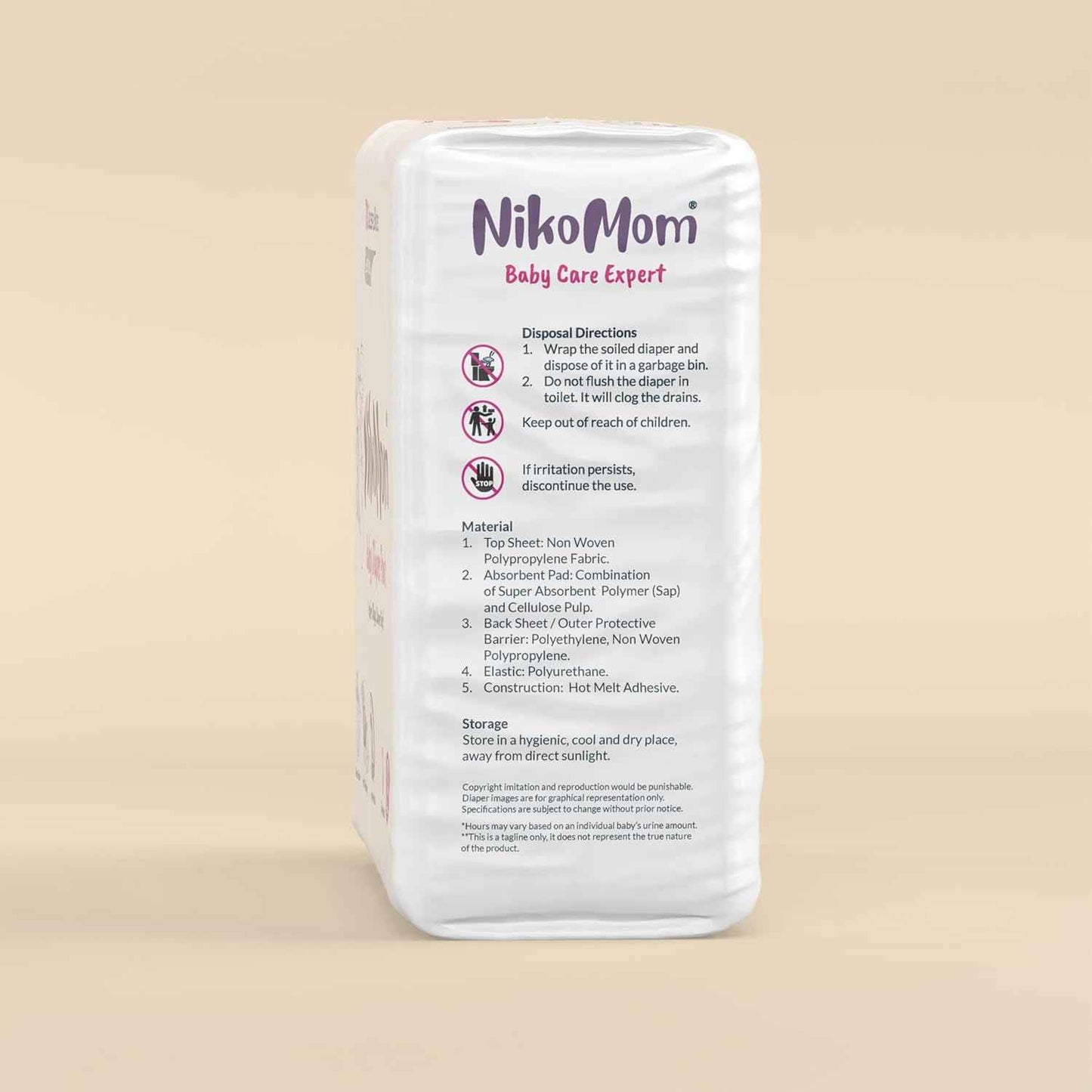 NikoMom Diaper Pants Small | Up to 330 ml storage capacity for Babies Weighing 4-8 Kg | Pack of 7 Diapers