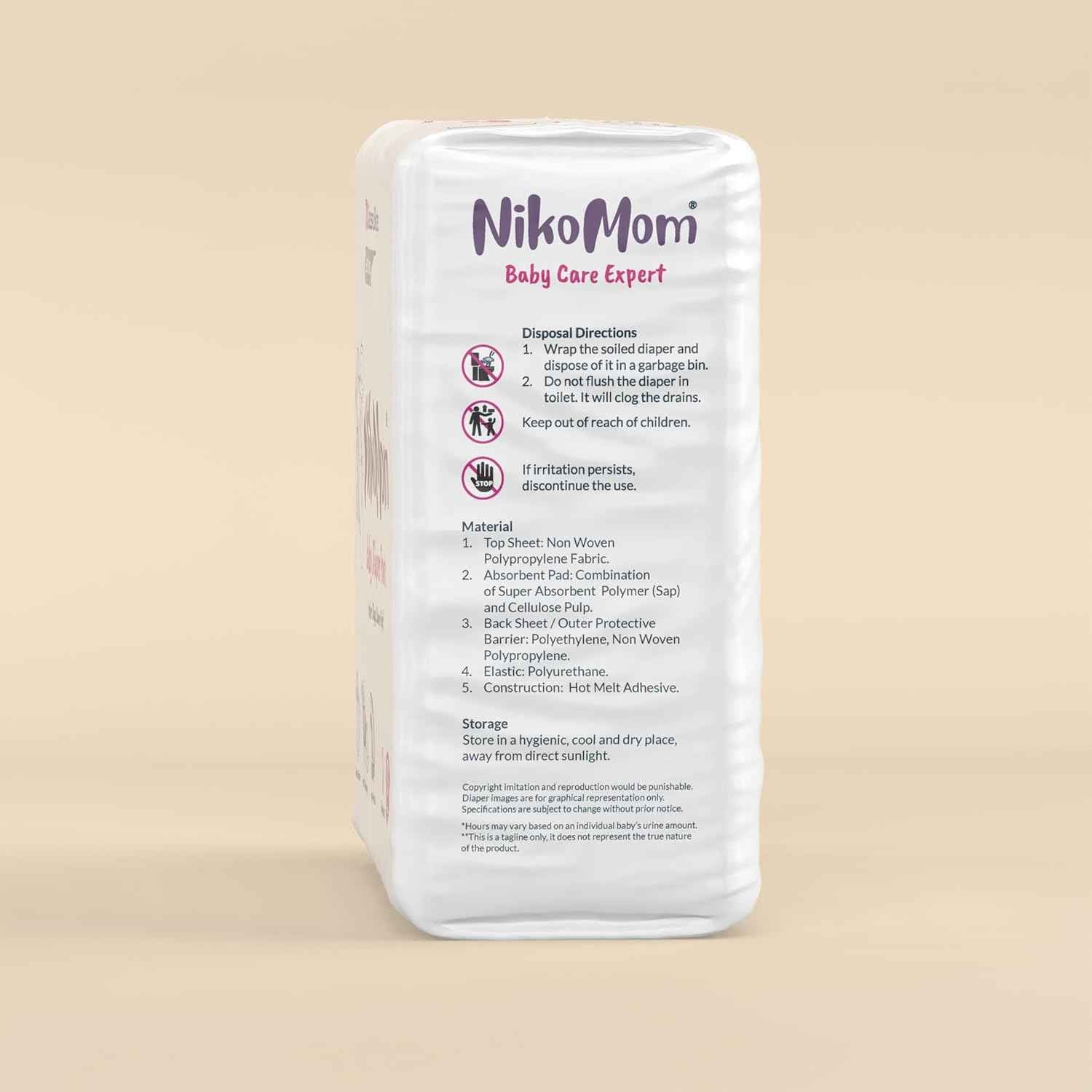 NikoMom Diaper Pants Small | Up to 330 ml storage capacity for Babies Weighing 4-8 Kg | Pack of 7 Diapers