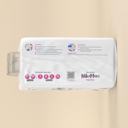 NikoMom Tape Diaper New Born (NB) Up to 270ml storage capacity for Babies Weighing upto 5 Kg Pack of 30 Diapers