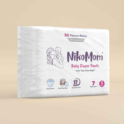 NikoMom Diaper Pants Small | Up to 330 ml storage capacity for Babies Weighing 4-8 Kg | Pack of 7 Diapers