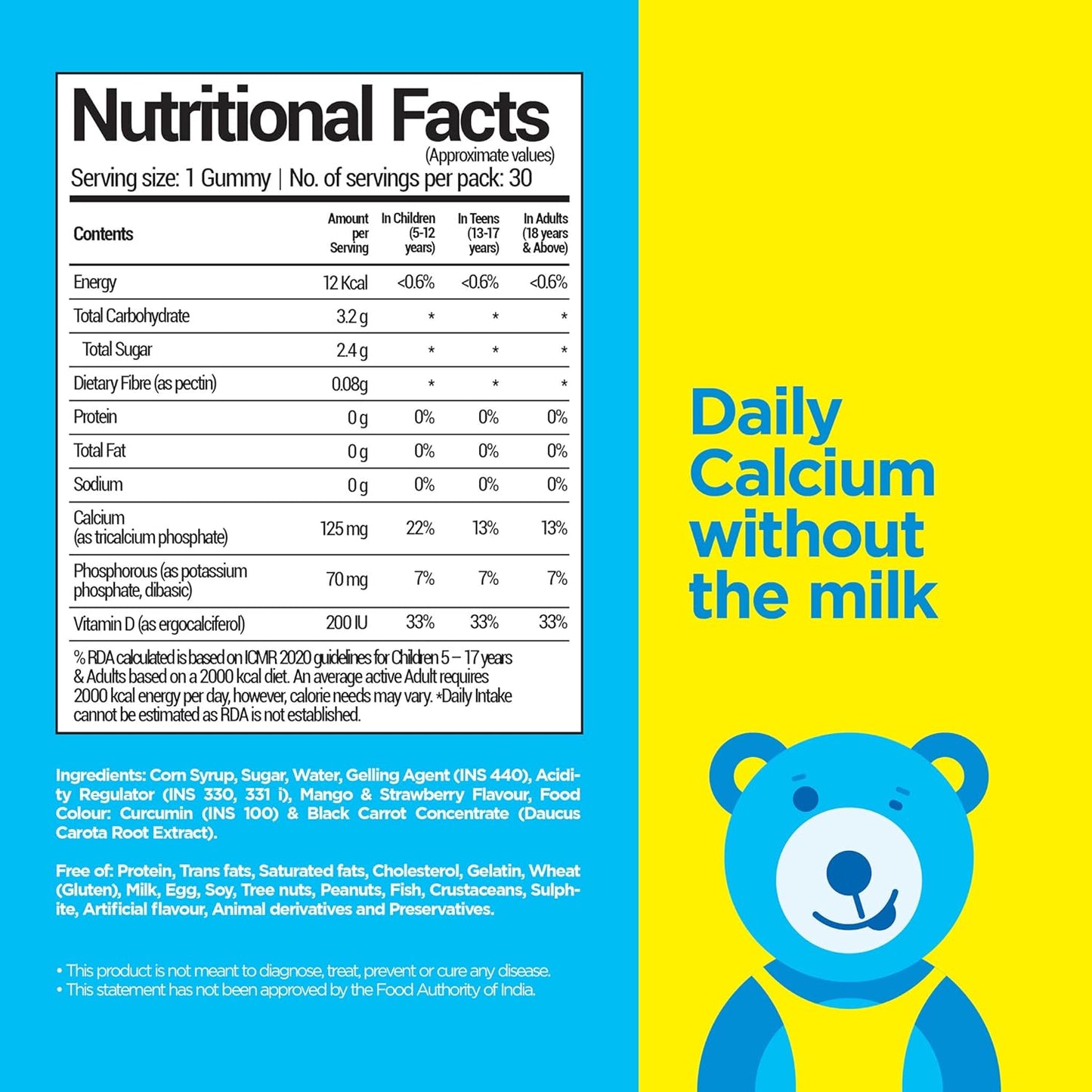 NutriBears Children’s Calcium and Vitamin D Gummies for Kids and Teens