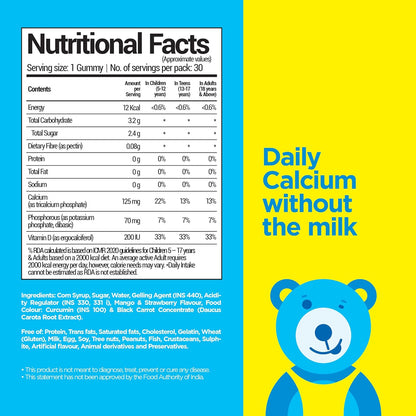 NutriBears Children’s Calcium and Vitamin D Gummies for Kids and Teens