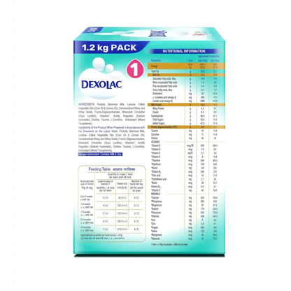 Dexolac Infant Formula Milk Powder for Babies - Stage 1 (Upto 6 Months) - with FOS and 36 Vital Nutrients - 1.2 Kg