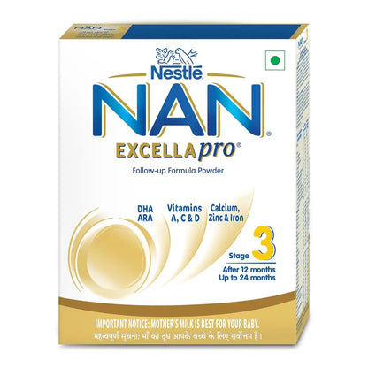 EXCELLAPRO Nan Stage 3 Follow-Up Formula Milk Powder For Babies (After 12 Months) With Dha-Ara 400g Bag-In-Box Pack