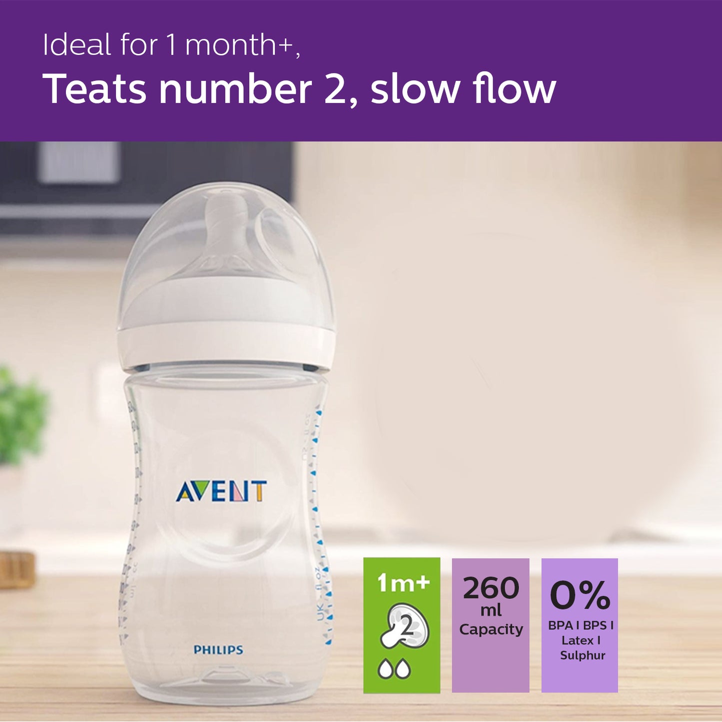 Philips Avent NATURAL 2.0 BOTTLE 260ml Single SCF033/10