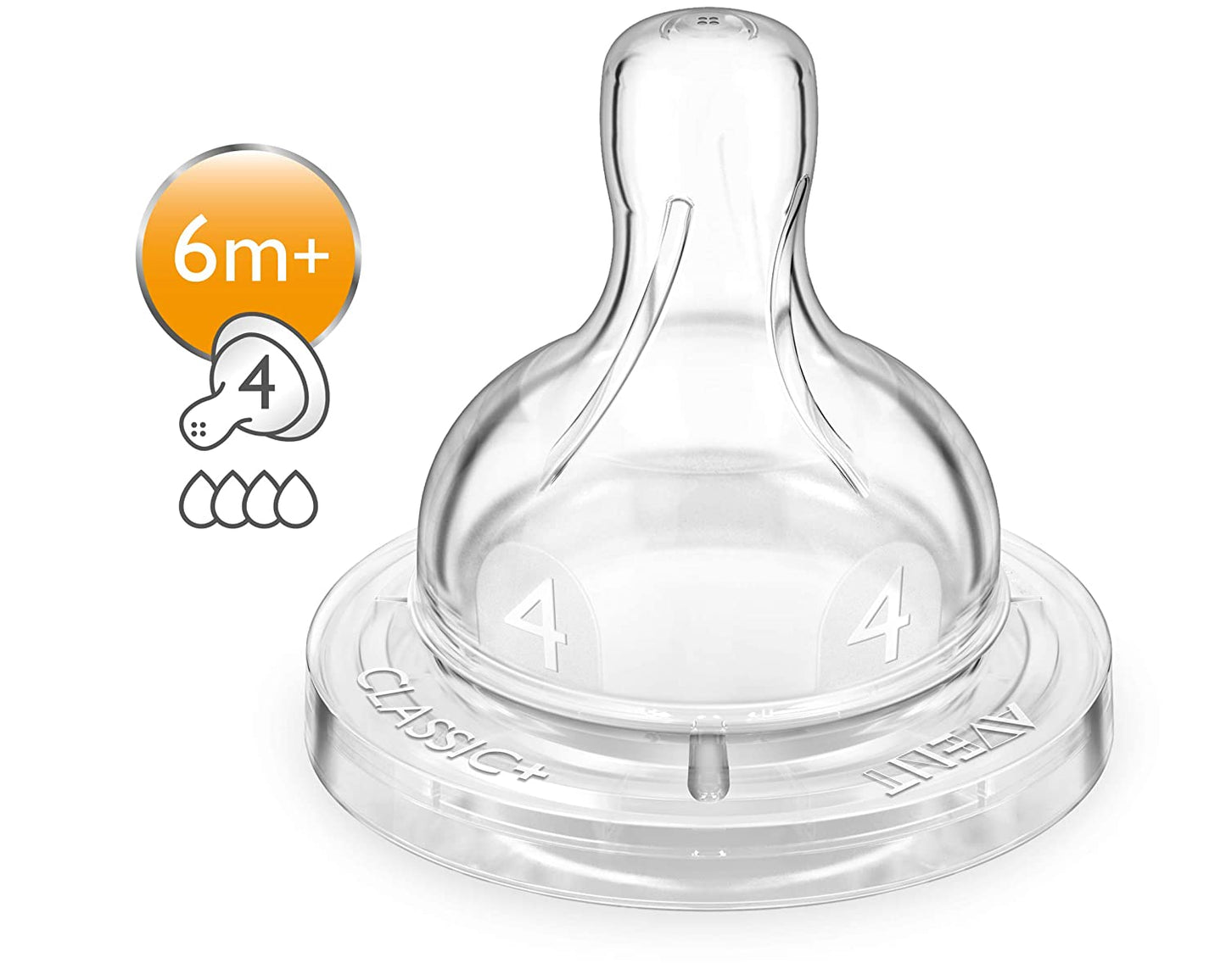 Philips Avent Classic Teat Fast Flow Nipple - 4 holes/6months+ (Pack of 2) SCF634/27