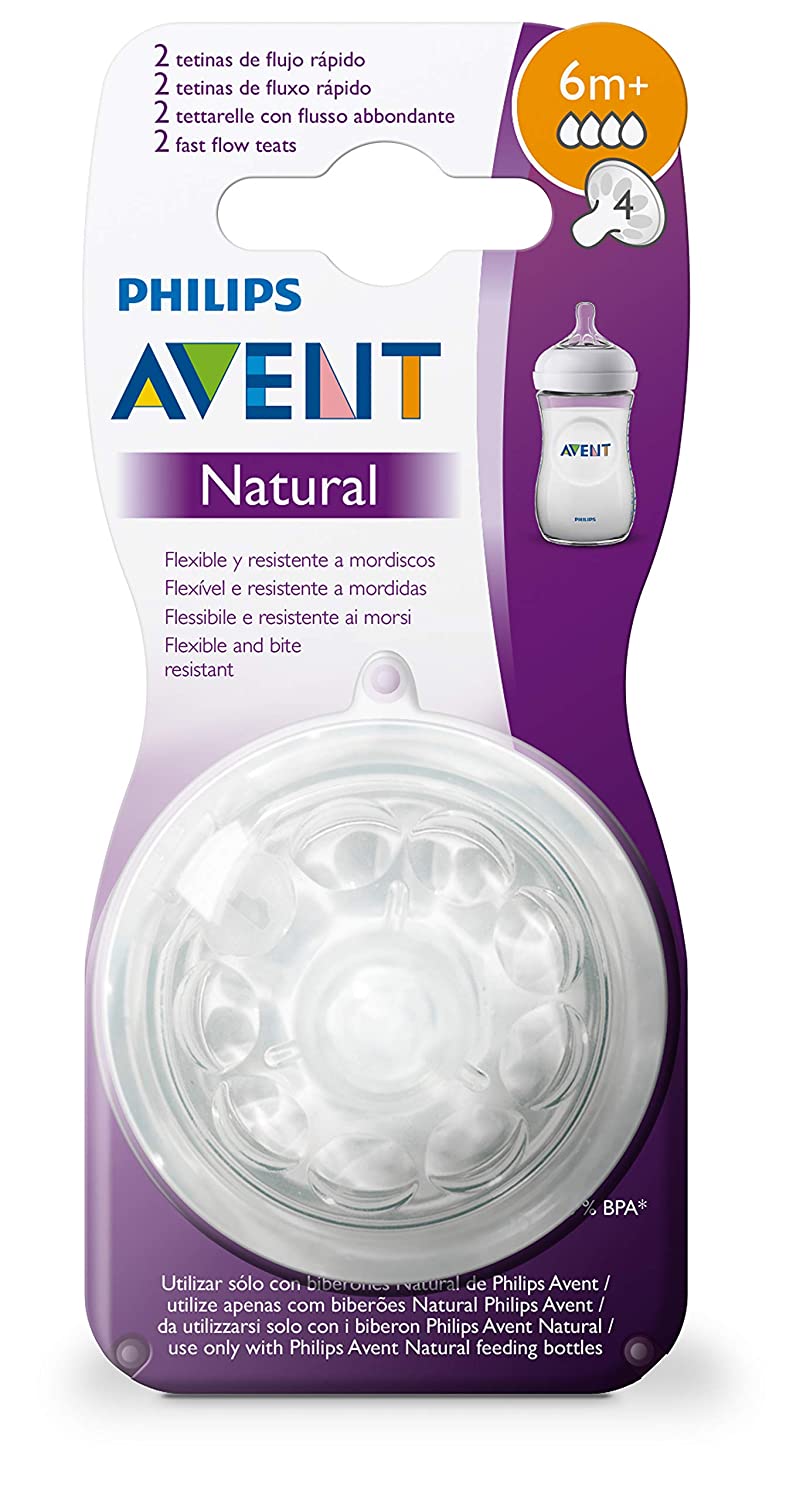 Philips Avent Natural 2. 0 Teat Fast Flow for 6 Months+ (Set of 2 Units) SCF044/27